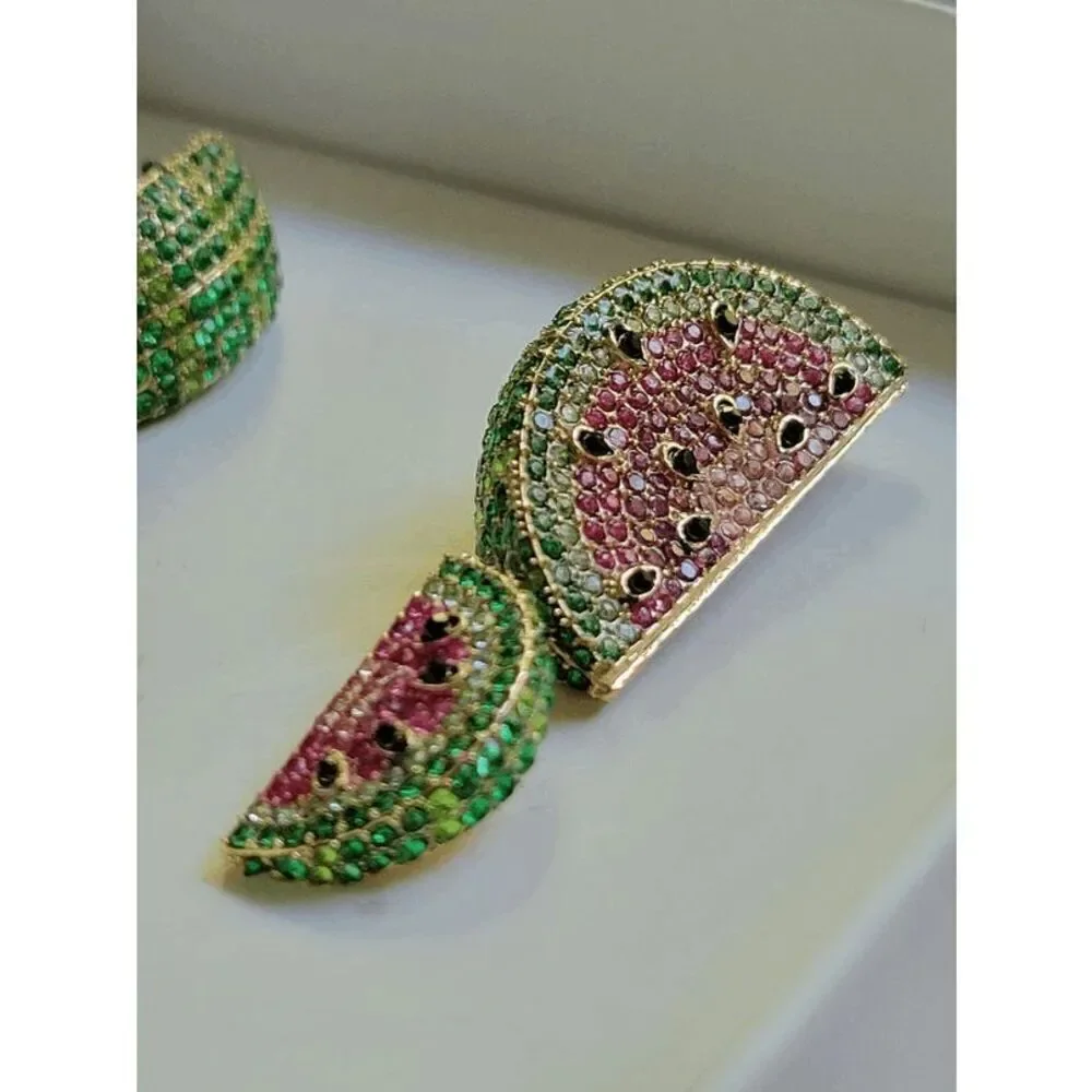 🍉 BAUBLEBAR Crystal Watermelon Slice Drop Statement Earrings NEW IN BOX